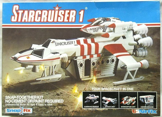 Airfix Starcruiser 1 - Four Spacraft in One - Command Module / Attack Unit / Interceptor Unit / Command Base, 7100 plastic model kit